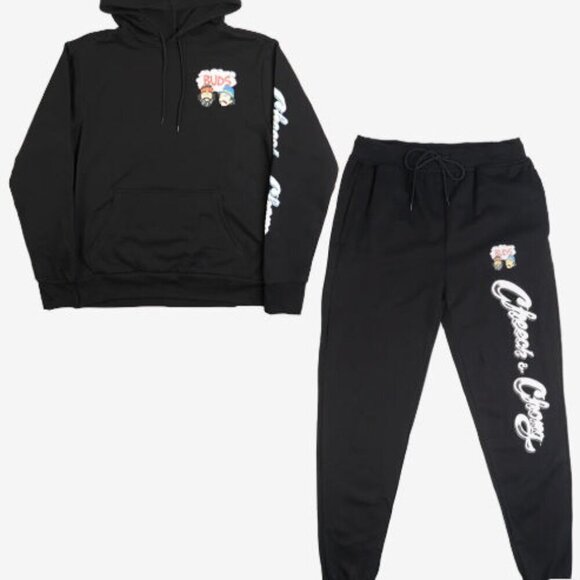 MENS CHEECH AND CHONG HOODIE JOGGER SET BLACK SIZE: M NEW - Picture 2 of 4